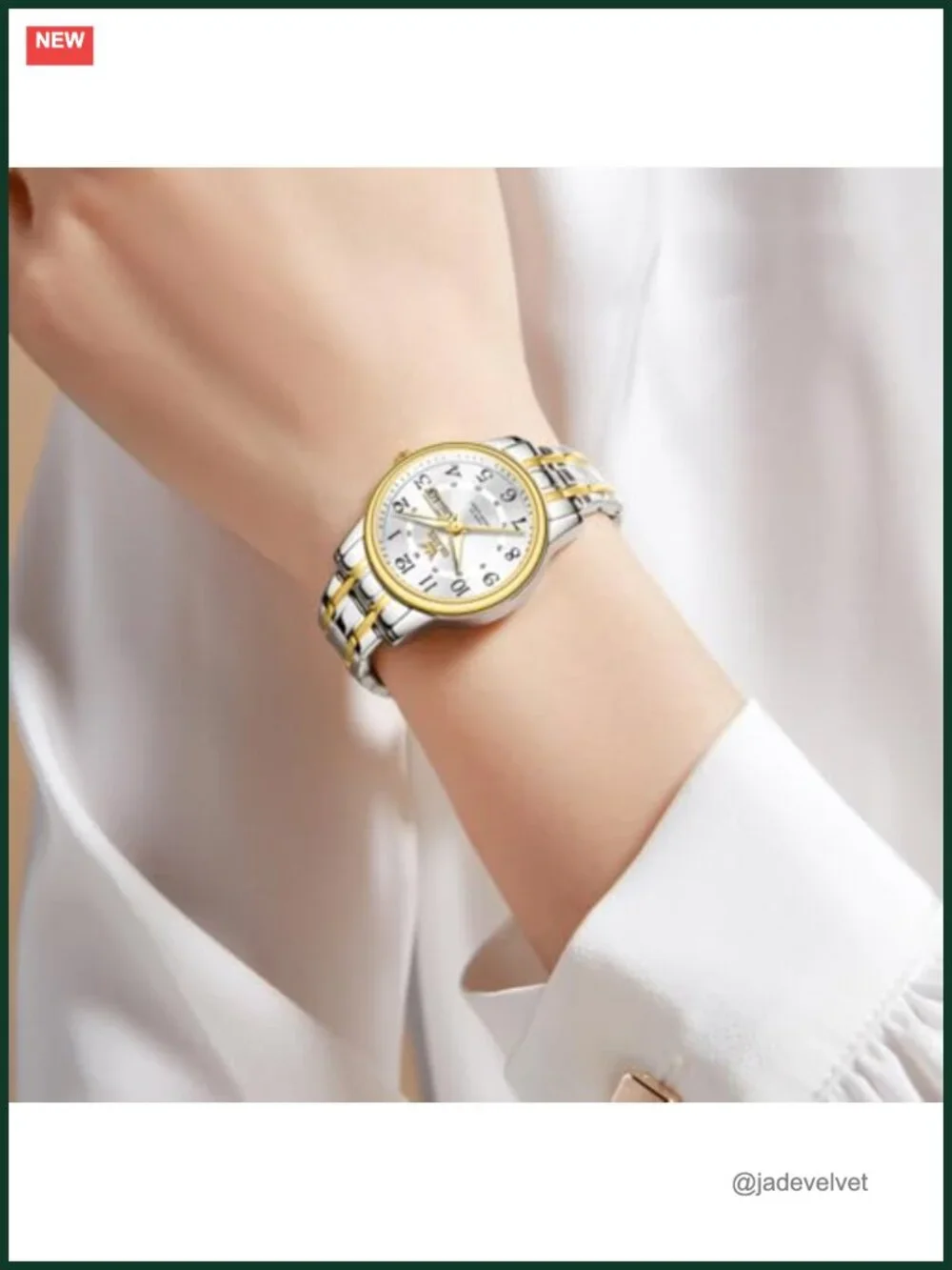 OLEVS Women's Stainless Steel Quartz Dress Watch with Date, 30M Water